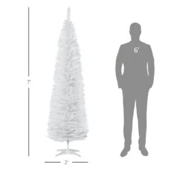 HOMCOM 7-ft Slim Artificial Christmas Tree - White 9 HOMCOM 7-ft Slim Artificial Christmas Tree - White -Northlight Sales Store 331061782 AlternateImage2