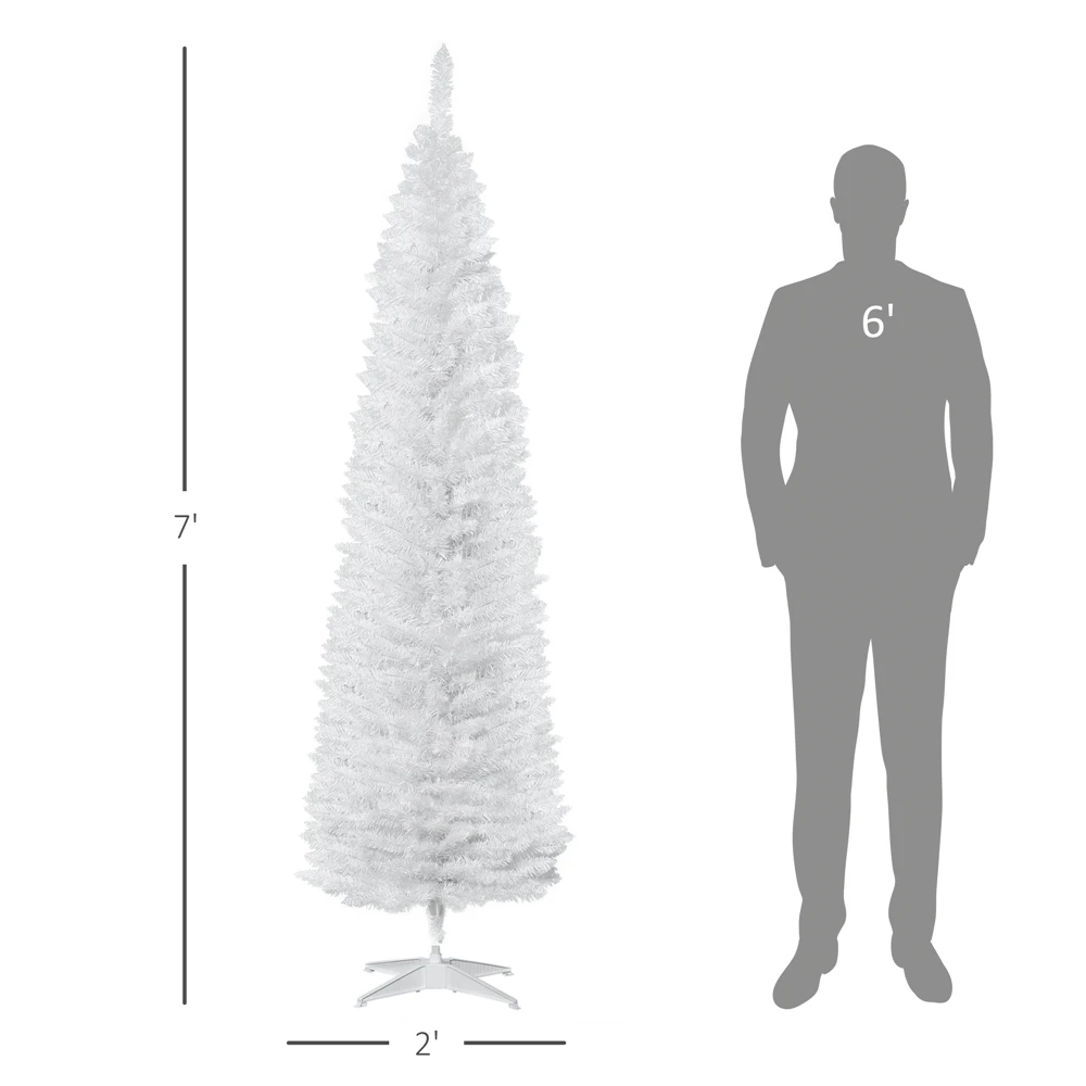 HOMCOM 7-ft Slim Artificial Christmas Tree - White 5 HOMCOM 7-ft Slim Artificial Christmas Tree - White - Image 3