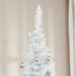 HOMCOM 7-ft Slim Artificial Christmas Tree - White 10 HOMCOM 7-ft Slim Artificial Christmas Tree - White -Northlight Sales Store 331061782 AlternateImage3