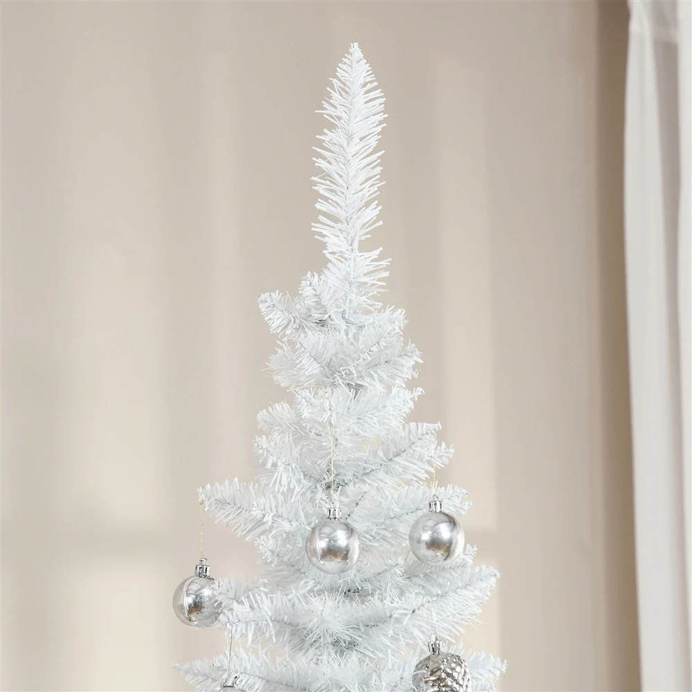 HOMCOM 7-ft Slim Artificial Christmas Tree - White 6 HOMCOM 7-ft Slim Artificial Christmas Tree - White - Image 4
