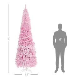 HomCom 9-ft Leg Base Flocked Pink Artificial Christmas Tree -Northlight Sales Store 331063415 AlternateImage2