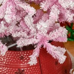 HomCom 9-ft Leg Base Flocked Pink Artificial Christmas Tree -Northlight Sales Store 331063415 AlternateImage3