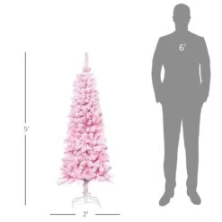 HomCom 5-ft Leg Base Flocked Pink Artificial Christmas Tree 9 HomCom 5-ft Leg Base Flocked Pink Artificial Christmas Tree -Northlight Sales Store 331063417 AlternateImage2