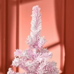 HomCom 5-ft Leg Base Flocked Pink Artificial Christmas Tree 10 HomCom 5-ft Leg Base Flocked Pink Artificial Christmas Tree -Northlight Sales Store 331063417 AlternateImage3