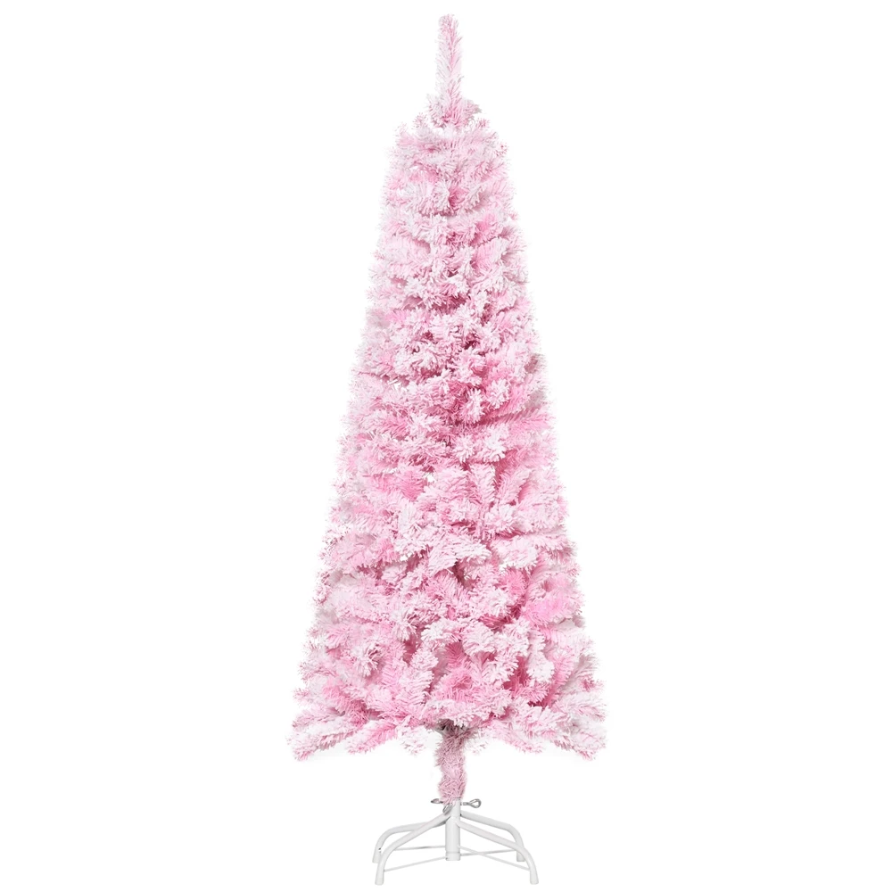 HomCom 5-ft Leg Base Flocked Pink Artificial Christmas Tree 3 HomCom 5-ft Leg Base Flocked Pink Artificial Christmas Tree