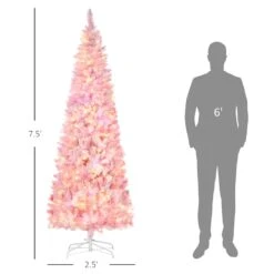 HomCom 7.5-ft Leg Base Flocked Pink Artificial Christmas Tree With LED Lights -Northlight Sales Store 331063421 AlternateImage2