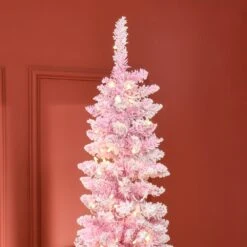 HomCom 7.5-ft Leg Base Flocked Pink Artificial Christmas Tree With LED Lights -Northlight Sales Store 331063421 AlternateImage3