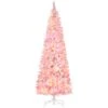 HomCom 7.5-ft Leg Base Flocked Pink Artificial Christmas Tree With LED Lights -Northlight Sales Store 331063421 MainImage 001