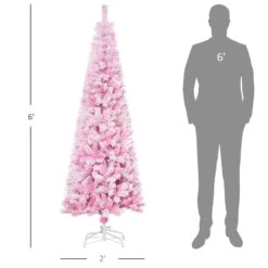 HomCom 6-ft Leg Base Flocked Pink Artificial Christmas Tree -Northlight Sales Store 331063424 AlternateImage2