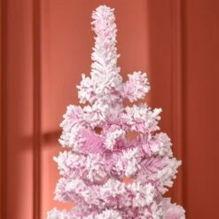 HomCom 6-ft Leg Base Flocked Pink Artificial Christmas Tree -Northlight Sales Store 331063424 AlternateImage3