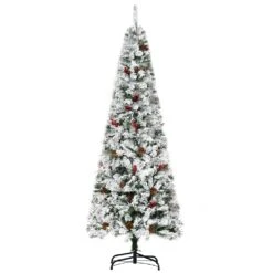 HomCom 6-ft Leg Base Flocked Green Artificial Christmas Tree