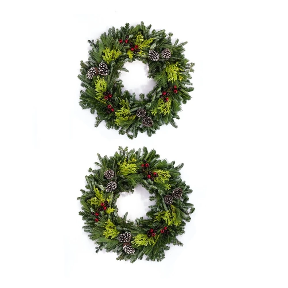 Brookdale Treeland Nurseries 28-in Fresh Christmas Wreath - Set Of 2 3 Brookdale Treeland Nurseries 28-in Fresh Christmas Wreath - Set Of 2