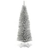 Costway 6-ft Silver Tinsel Tree Unlit Slim Pencil Christmas Tree With Metal Stand Home Decor -Northlight Sales Store 331065157 MainImage 001