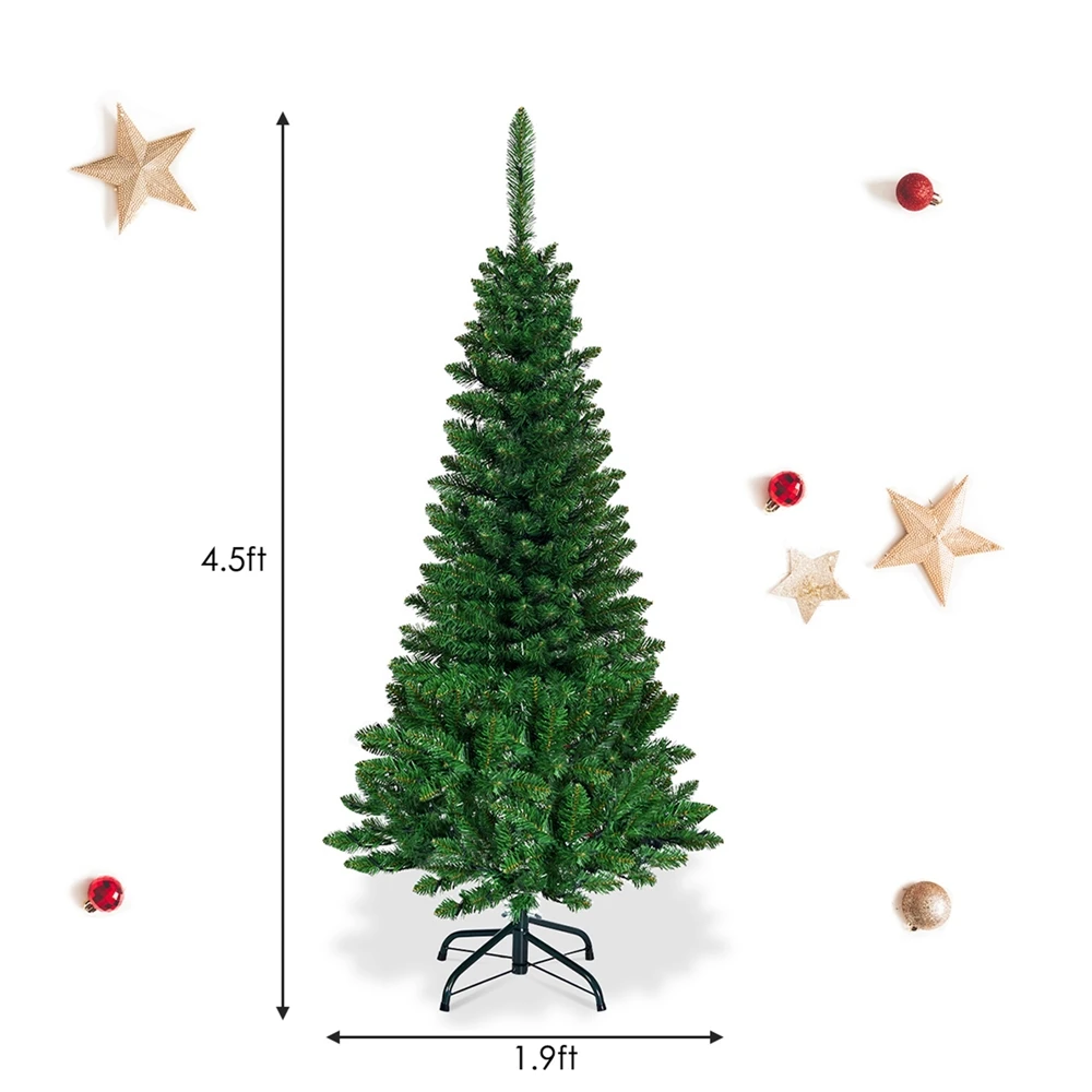 Costway 4.5-ft Pre-Lit Hinged Artificial Fir Pencil Christmas Tree With 150 Multicolour Light 4 Costway 4.5-ft Pre-Lit Hinged Artificial Fir Pencil Christmas Tree With 150 Multicolour Light - Image 2