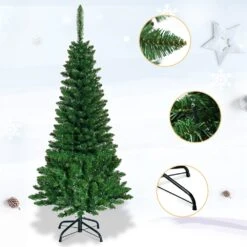 Costway 4.5-ft Pre-Lit Hinged Artificial Fir Pencil Christmas Tree With 150 Multicolour Light 11 Costway 4.5-ft Pre-Lit Hinged Artificial Fir Pencil Christmas Tree With 150 Multicolour Light -Northlight Sales Store 331065166 AlternateImage4