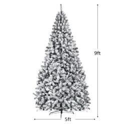 Costway 9-ft Premium Snow Flocked Hinged Artificial Christmas Tree Unlit With Metal Stand -Northlight Sales Store 331065169 AlternateImage1