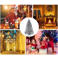 Costway 9-ft Premium Snow Flocked Hinged Artificial Christmas Tree Unlit With Metal Stand -Northlight Sales Store 331065169 AlternateImage3
