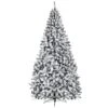 Costway 9-ft Premium Snow Flocked Hinged Artificial Christmas Tree Unlit With Metal Stand -Northlight Sales Store 331065169 MainImage 001