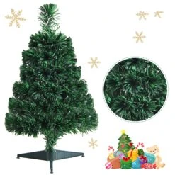 Costway 2-ft Pre-Lit Fibre Optic PVC Artificial Christmas Tree Tabletop With Stand -Northlight Sales Store 331065172 AlternateImage2