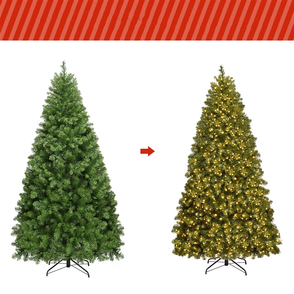 Costway 6-ft Pre-Lit Artificial PVC Christmas Tree Spruce Hinged With 560 LED Lights Stand 6 Costway 6-ft Pre-Lit Artificial PVC Christmas Tree Spruce Hinged With 560 LED Lights Stand - Image 4