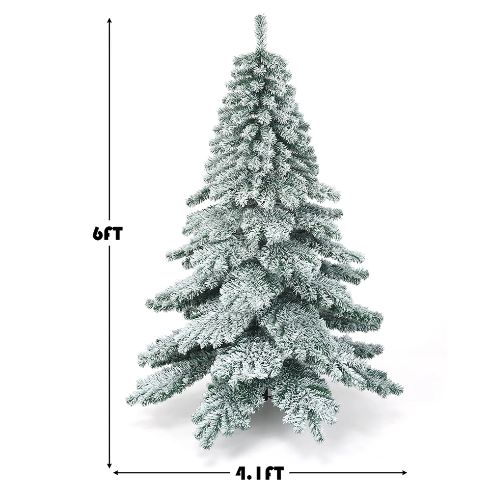 Costway 6-ft Snow Flocked Artificial Christmas Tree PVC Hinged Alaskan Pine Tree Holiday 4 Costway 6-ft Snow Flocked Artificial Christmas Tree PVC Hinged Alaskan Pine Tree Holiday - Image 2