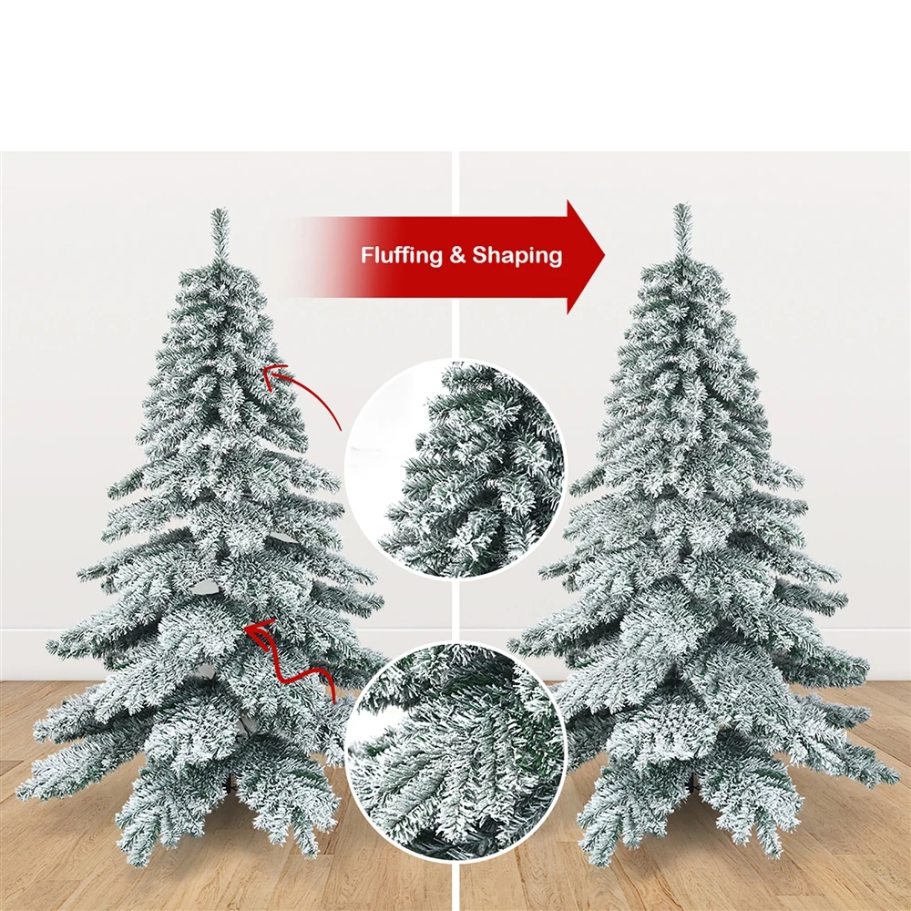 Costway 6-ft Snow Flocked Artificial Christmas Tree PVC Hinged Alaskan Pine Tree Holiday 6 Costway 6-ft Snow Flocked Artificial Christmas Tree PVC Hinged Alaskan Pine Tree Holiday - Image 4