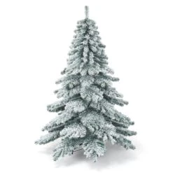 Costway 6-ft Snow Flocked Artificial Christmas Tree PVC Hinged Alaskan Pine Tree Holiday