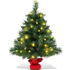 Costway 24-in Pre-Lit Tabletop Fir Artifical Christmas Tree Battery Operated With Led Lights