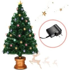 Costway 4-ft Pre-Lit Fibre Optical Firework Christmas Tree With Ornaments And Gold Top Star -Northlight Sales Store 331065181 AlternateImage2