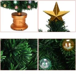 Costway 4-ft Pre-Lit Fibre Optical Firework Christmas Tree With Ornaments And Gold Top Star -Northlight Sales Store 331065181 AlternateImage3