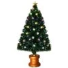 Costway 4-ft Pre-Lit Fibre Optical Firework Christmas Tree With Ornaments And Gold Top Star