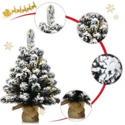 Costway 24-in Pre-Lit Snow Flocked Tabletop Christmas Tree Decor With 30 LED Lights And Timer -Northlight Sales Store 331065184 AlternateImage2