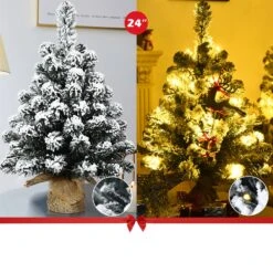 Costway 24-in Pre-Lit Snow Flocked Tabletop Christmas Tree Decor With 30 LED Lights And Timer -Northlight Sales Store 331065184 AlternateImage4