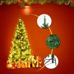 Costway 6-ft Pre-Lit PVC Artificial Half Christmas Tree 8 Flash Modes With 250 LED Lights -Northlight Sales Store 331065185 AlternateImage3