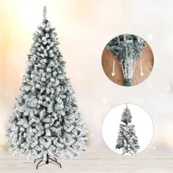Costway 7.5-ft Pre-Lit Premium Snow Flocked Hinged Artificial Christmas Tree With 450 Light -Northlight Sales Store 331065188 AlternateImage4