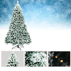 Costway 7.5-ft Pre-Lit Premium Snow Flocked Hinged Artificial Christmas Tree With 550 Lights -Northlight Sales Store 331065195 AlternateImage2