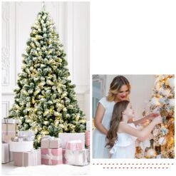 Costway 7.5-ft Pre-Lit Premium Snow Flocked Hinged Artificial Christmas Tree With 550 Lights -Northlight Sales Store 331065195 AlternateImage3
