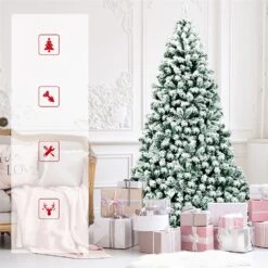 Costway 7.5-ft Pre-Lit Premium Snow Flocked Hinged Artificial Christmas Tree With 550 Lights -Northlight Sales Store 331065195 AlternateImage4