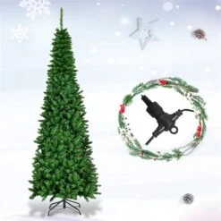 Costway 7.5-ft Pre-Lit Hinged Pencil Christmas Tree 350 White Lights -Northlight Sales Store 331065199 AlternateImage3