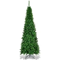 Costway 7.5-ft Pre-Lit Hinged Pencil Christmas Tree 350 White Lights -Northlight Sales Store 331065199 AlternateImage4
