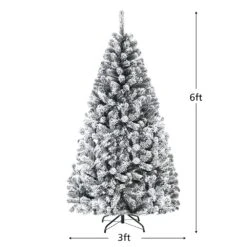 Costway 6-ft Premium Snow Flocked Hinged Artificial Christmas Tree Unlit With Metal Stand -Northlight Sales Store 331065200 AlternateImage1
