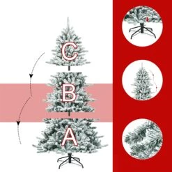 Costway 7-ft Premium Hinged Snow Flocked Slim Artificial Christmas Fir Tree With Pine Cones -Northlight Sales Store 331065204 AlternateImage3
