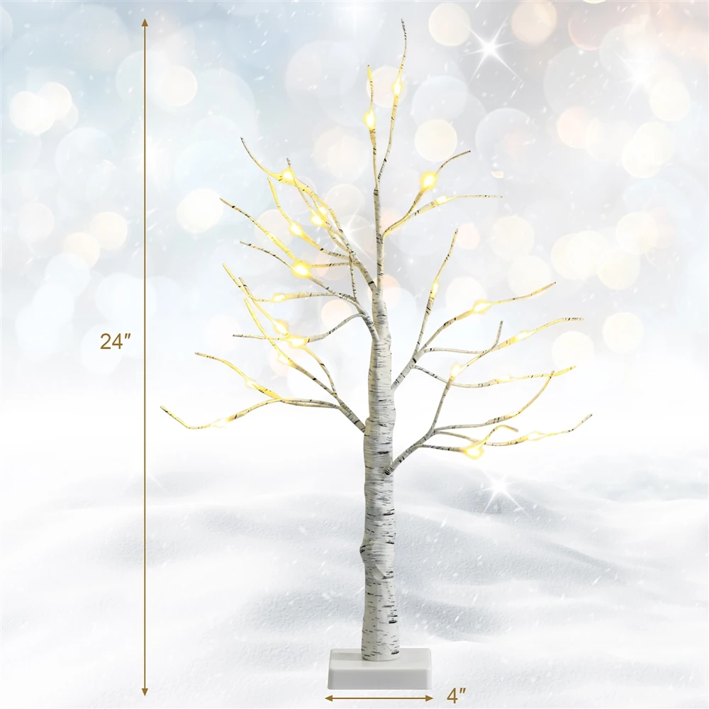 Costway 2-ft Pre-Lit White Twig Birch Tree Battery Powered For Christmas Holiday 4 Costway 2-ft Pre-Lit White Twig Birch Tree Battery Powered For Christmas Holiday - Image 2