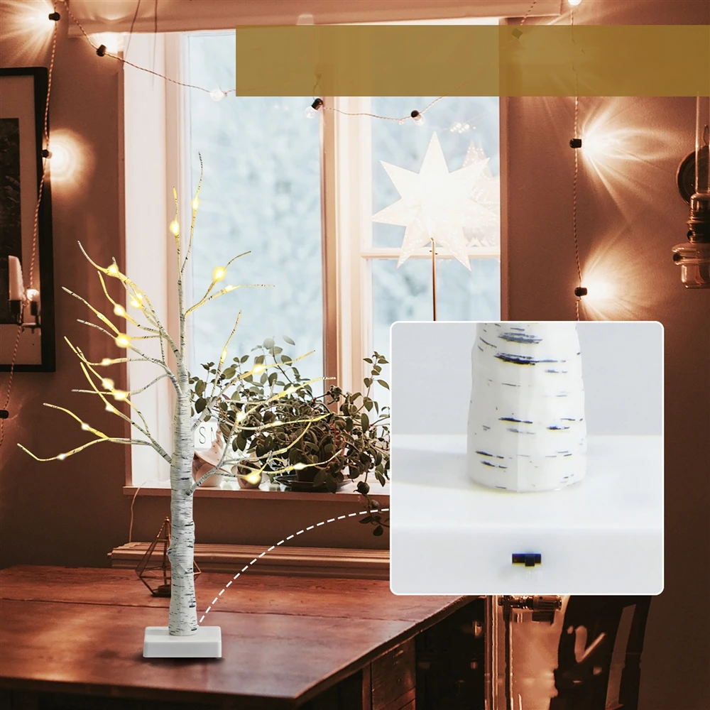 Costway 2-ft Pre-Lit White Twig Birch Tree Battery Powered For Christmas Holiday 6 Costway 2-ft Pre-Lit White Twig Birch Tree Battery Powered For Christmas Holiday - Image 4