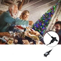 Costway 7.5-ft Pre-Lit Hinged Artificial Pencil Christmas Tree With 350 Multicolour Lights -Northlight Sales Store 331065207 AlternateImage3