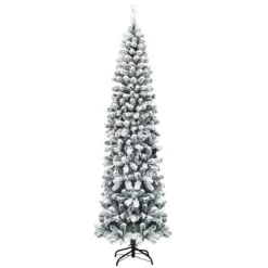 Costway 7.5-ft Unlit Hinged Snow Flocked Artificial Pencil Christmas Tree With 641 Tips
