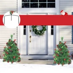 Costway 24-in Battery Powered Pre-Lit Pathway Christmas Trees Outdoor Decoration - Set Of 2 -Northlight Sales Store 331065210 AlternateImage2