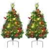 Costway 24-in Battery Powered Pre-Lit Pathway Christmas Trees Outdoor Decoration - Set Of 2