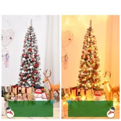 Costway 6-ft Pre-Lit Snow Flocked Artificial Pencil Christmas Pine Tree With 250 LED Lights -Northlight Sales Store 331065211 AlternateImage3