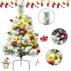 Costway 24-in Battery Powered Pre-Lit Pathway Flocked Christmas Trees Outdoor - Set Of 2 9 Costway 24-in Battery Powered Pre-Lit Pathway Flocked Christmas Trees Outdoor - Set Of 2 -Northlight Sales Store 331065218 AlternateImage2